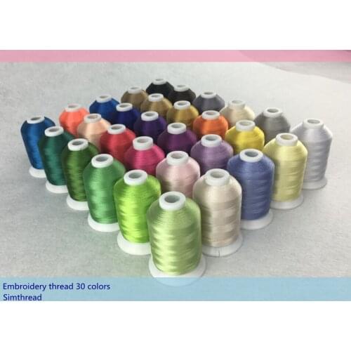 NEW ARRIVAL popular 30 Brother color embroidery thread 1000m/cone threads for any Brother embroidery machine
