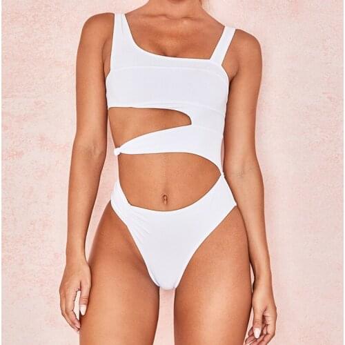 New Sexy Black 1-Piece Swimsuit Women Cut Out Swimwear Push Up Monokini Bathing Suits Beach Wear Swimming Suit For Women