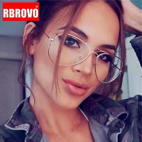 RBROVO Oval Oversized Glasses Frame Women Alloy Glasses for Women/Men Mirror Eyeglasses Frame Men Mirror Lentes De Lectura Mujer