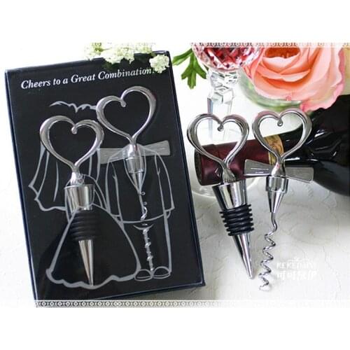 Wholesale Wedding Supplies Wedding Groom & Bride Gift Bottle Opener Wine Stopper Set