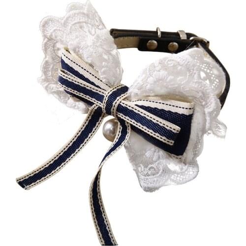 Cat Collar Bow-knot Lovely Pet Adjustable Collar Elegant Style Puppet Cat Firedog Wearing with ring bear Dog Collar