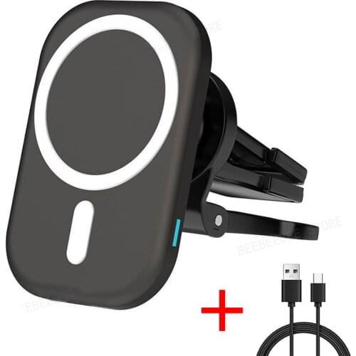 15W Wireless Charger Stand for IPhone 12 Pro Max Magnetic Car Holder Qi Fast Charging Phone Charger for IPhone 12