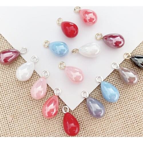10 Pcs Colorful Imitation Pearl Charms Pendant For Jewelry Making Supplies Diy Handmade Accessories Water Drop Pendants 22colors