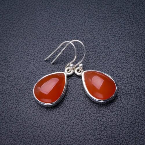 StarGems Natural Carnelian Handmade 925 Sterling Silver Earrings 1.25" D7066
