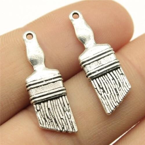 WYSIWYG 10pcs 27x9mm Pendant Paint Brush Paint Brush Charm Pendants For Jewelry Making Antique Silver Color Brush Pendants