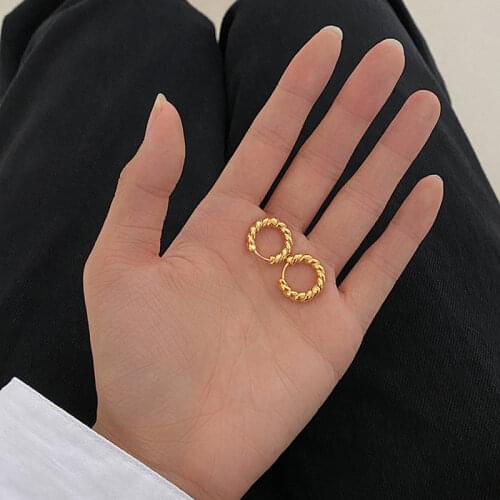 Danymia Statement Gold Tiny Twisted Hoop Earrings Minimalist Dainty Small Simple Hoop Earrings Gifts Brass Earrings for Women