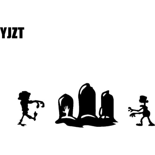 YJZT 16*5.2CM Halloween Scary Zombie Vinyl Decor Car Stickers Accessories Black/Silver C12-0995