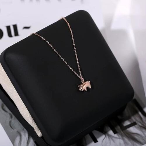 YUN RUO Rose Gold Color Lucky Golden Pig Pendant Necklace Fashion Titanium Steel Woman Jewelry Gift Never Fade Drop Shipping