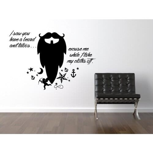 Beard Funny Quote Wall Art Decal Funny Home Decoration Self Adhesive Material Vinyl Wall Stickers Bedroom Black DIY Quote ZA930