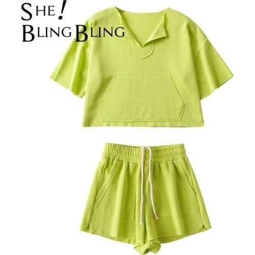 SheBlingBling Za Woman 2021 Casual Tracksuit Woman 2 Piece Sets Raw Edge Crop Tops Elastic Waist Shorts Sports Suits Traf Female