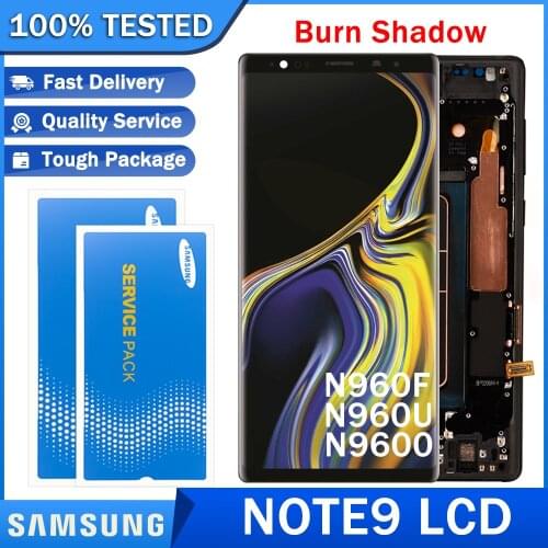 6.4'' Burn Shadow LCD for SAMSUNG Galaxy Note 9 N960F N960D Super AMOLED Display + Frame Touch Screen Digitizer Repair Parts