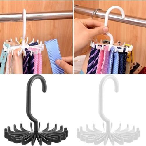 1pcs Plastic Portable Tie Rack For Closets Rotating Ties Hook Holder Belt Scarves Hanger For Men Women Clothing Organizer