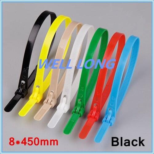 100pcs/lot 8*450mm Black, Color Nylon Cable Ties, Cable Ties,Cable Ties Reusable