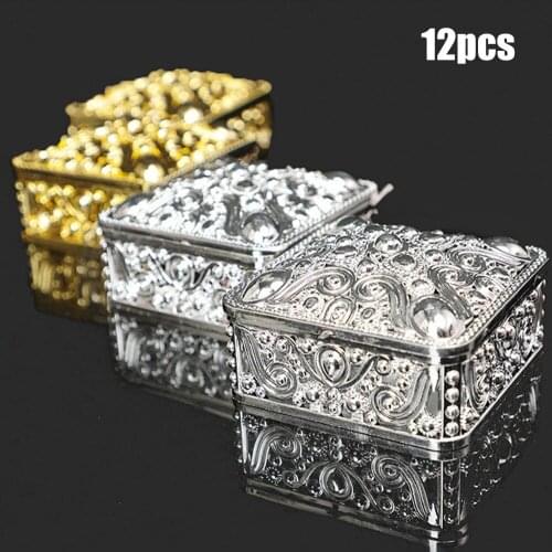 12pcs Gift Boxes Bags Christmas Party Wedding Favour Favor Sweet Cake Gift Candy Treasure Boxes Party Package Square Plastic Box