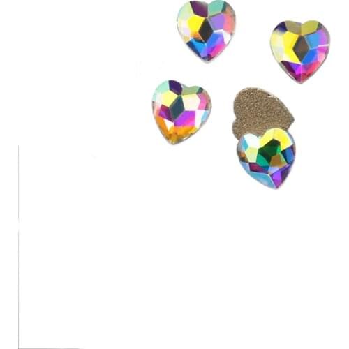 30pcs Heart Shape Crystal AB Flat Back Fancy Nail Art Crystal Rhinestones For Wedding Personality Design Beads
