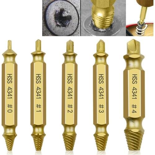 5PCS Broken Breakage Head Screw Extractors Double Ended Damaged Screw Extractor Wood Bolts Remover Extract Drill Tool