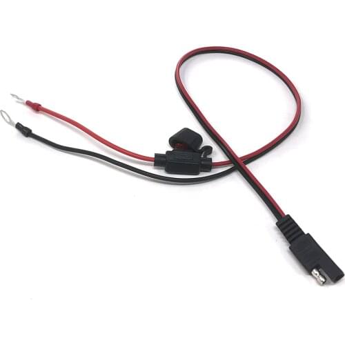 60cm SAE to O Ring Terminal Harness Quick Disconnect Eyelet Terminal Harness Extension Cord for Motorcycle Tractor 10A Fuse