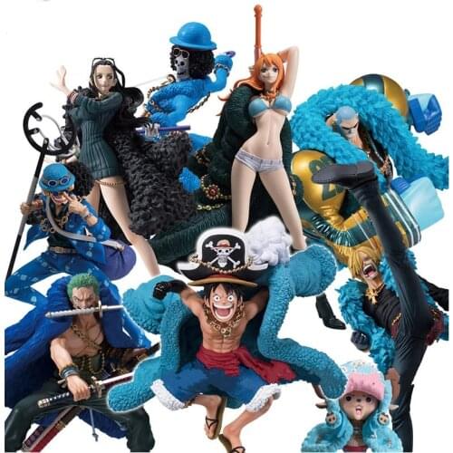 9styles Anime One Piece 20th Anniversary Nami Luffy Brook Sanji Robin Chooper Blue Clothes Ver. PVC Action Figure Model