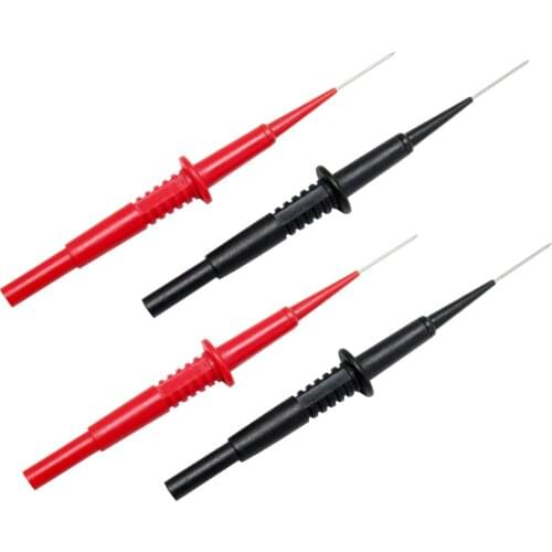 AideTek TWO 20155 sharp and hard stainless steel needle test leads for DMM multimeter CE CATII 600V MAX. 1A 4mm socket 201552PC