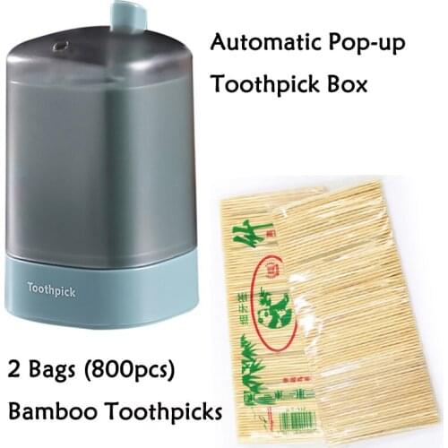 Automatic Pop-Up Toothpick Holder Box for Home Living Room Dining Room Toothpick Storage Box with 800pcs Toothpick