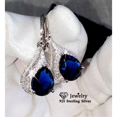 CC Drop Earrings For Women Water Drop Cubic Zirconia Vintage Jewelry Bridal Wedding Engagement Earring Blue Drop Shipping E020