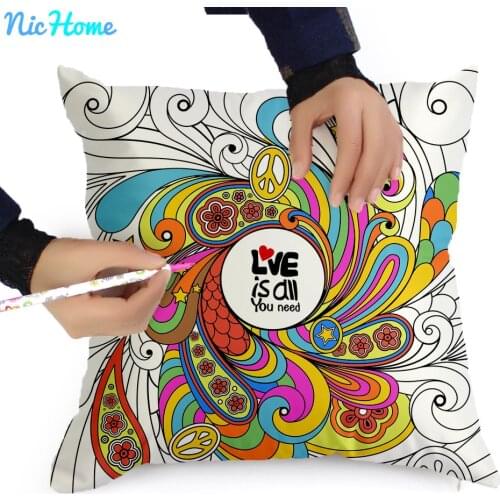 NicHome Secret Garden DIY Graffiti Pillowcase Free Style Handmade Painted Creative Gifts 45X45CM Cushion Cover