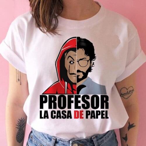 FIXSYS New Money Heist Harajuku T Shirts Women La Casa De Papel Print T-shirts House of Paper Tshirt Fashion Tops Tee Female
