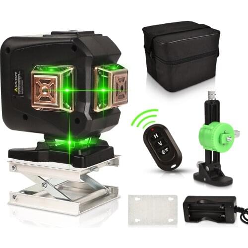 GOXAWEE 12 Lines 3D Laser Level Self-Leveling 360 Cross Line Horizontal And Vertical Green Laser Level Powerful Green Beam Line