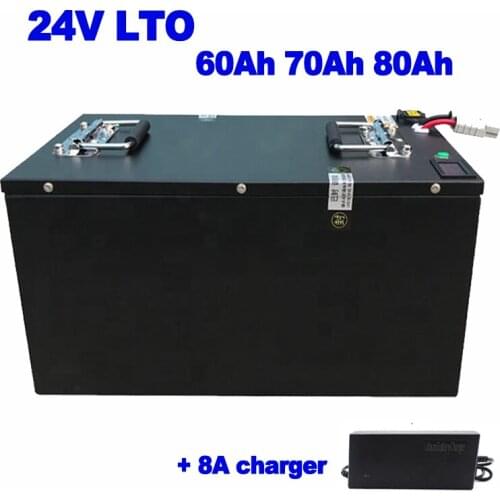 Lithium titanate LTO 24V 60Ah 70Ah 80Ah battery smart BMS 20000 cycles for fish finder thrust yacht solar energy ups +8A charger