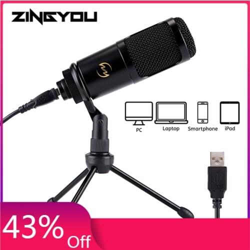 ZINGYOU Youtube Microphones Metal USB Microphone For Computer Tripod Stand Microfone Kit For Gamming Chatting Podast Speech