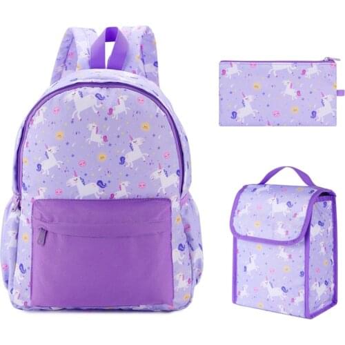 Cartoon Cute Backpack Girls Childrens School Bags Printed Unicorn Schoolbags with Lunch Bag Coin Purse Kids Kawaii Back Pack