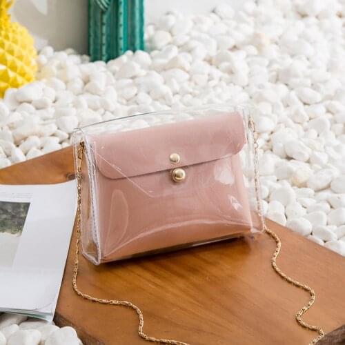 5PCS / LOT Fashion Transparent Clean Chain Crossbody Clutch Shoulder Bags For Women Female Girls Mini Messenger Bag
