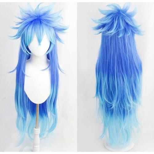 120cm Twisted Wonderland Idia Shroud Cosplay Wig Long Blue Gradient Curly Hair Halloween Unisex Role Play