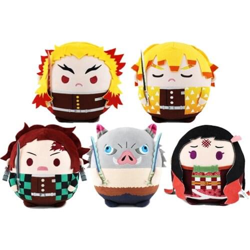 10cm Demon Slayer Plush Figurine Toys kimetsu no yaiba Tanjirou Zenitsu Inosuke Kyoujurou Cute Fat Type Anime Figure Stuffed Toy