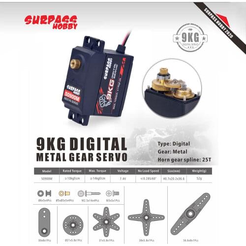 RC Car Servo 9KG Metal Gear Servo Digital for 1/10 1/8 High-Speed RC Car Aircraft RC Boat Smart Robot RC Model Accesorries