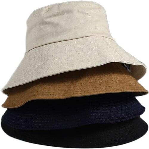 Doitbest Cotton Big Brim womans Bucket Hats For Women Beach Travel Sunscreen Pure Color Fisherman Hat Foldable mens Caps