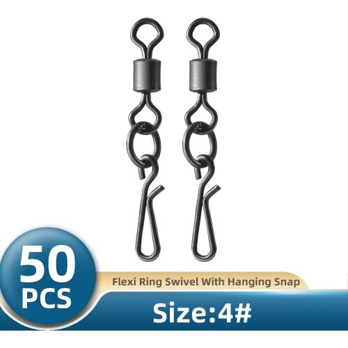 TIANNSII 50pcs Carp Fishing Swivels Interlock Pin Snap Matt Black Rolling Swivel Fishhook Lure Fishing Hook Accessories