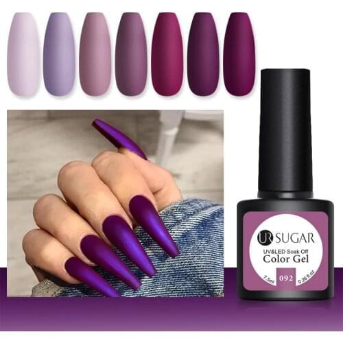 UR SUGAR 7.5ml Purple Color Series Nail Gel Polish Matte Effect Gel Long Lasting Soak Off LED UV Nail Gel Nail Art Varnish