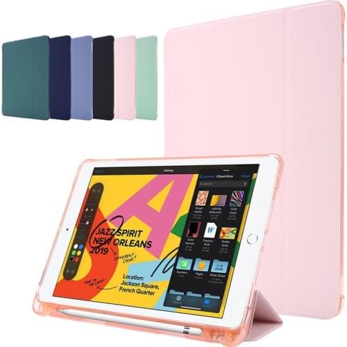 Smart Soft Silicone Folding Cover for iPad 10 2 2019 Case 7th Generation with Pencil Holder Funda for iPad 7 10.2 2019 Case
