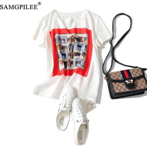 Tops Women 2020 Casual shirts for wome Broadcloth Short Sleeve Print O-neck T Shirt For Women Femme T-shirts Plus Size Women 3xl