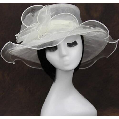 Womens Organza Church Derby Fascinator Cap Kentucky Tea Party Wedding Hat Derby Hat for Women Wide Brim Fedoras Formal Kentucky