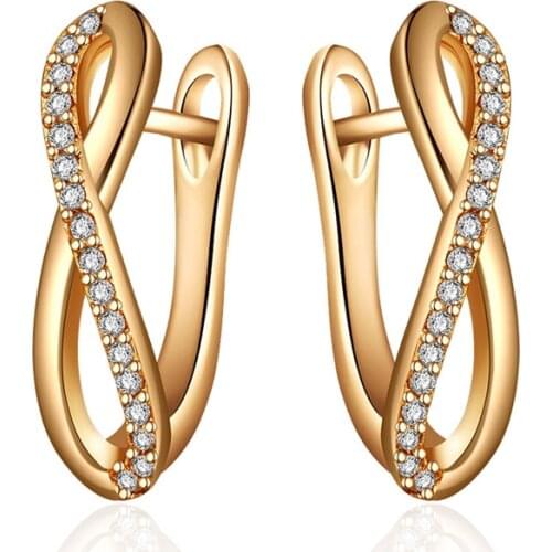 Trendy Infinity Geometric Stud Earrings for Women Gold 8 Shape Cubic Zirconia Ear Studs Wedding Party Jewelry Charm Gifts