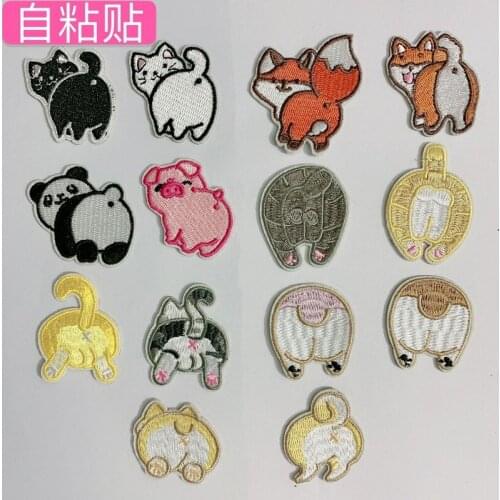 100pcs/lot Embroidery Patch Sticker Anime Animal Fox Panda Pig Cat Dog Clothing Decoration Backpack Diy Iron Applique