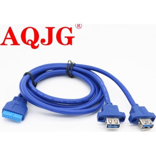 2 x USB3.0 Dual Port USB 3.0 Female Screw Mount Panel Type to Motherboard 20Pin Cable PC Case cables 20 pin 30cm 50cm 75cm