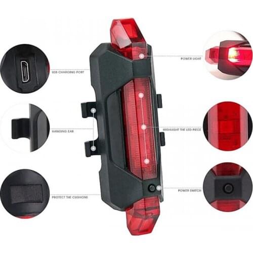 2019 Portable USB Rechargeable Bike Bicycle Tail Rear Safety Warning Light Taillight Lamp Super Bright High Quality
