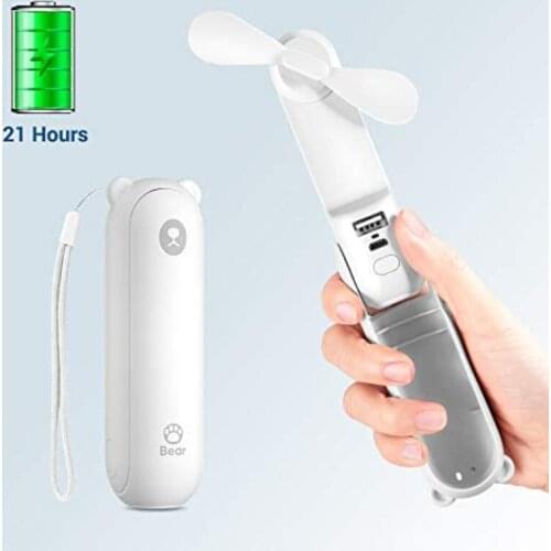 3 IN 1 Handheld Mini Fan, Portable USB Rechargeable Small Pocket Fan, Battery Operated Fan with Power Bank, Flashlight Feature