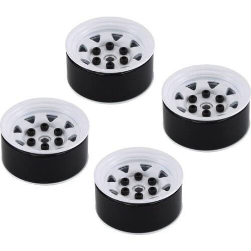 4PCS Metal Wheel Rim Beadlock Wheel Hub 1.55 Inch RC Car Aluminum Alloy Black Wheel Rim for 1/10 RC Crawler Car Model Toy