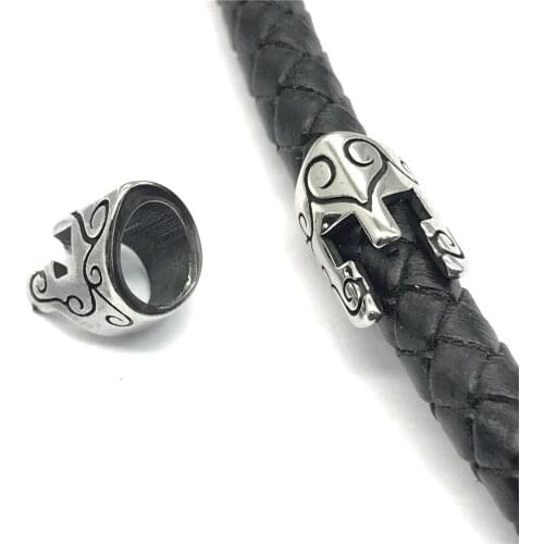 6mm 316l Stainless steel Warrior Mask Spacer Beads DIY Charm Big Hole Beads for Men Leather Bracelet Jewelry Making