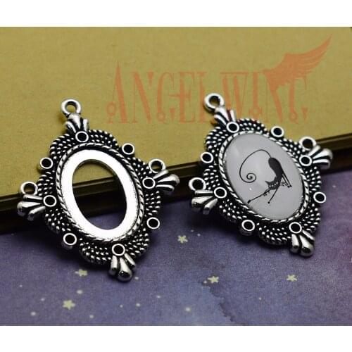 6pcs 18x25mm Inner Size Antique silver plated Classic Style oval Base Setting Charms Pendant DIY supplies