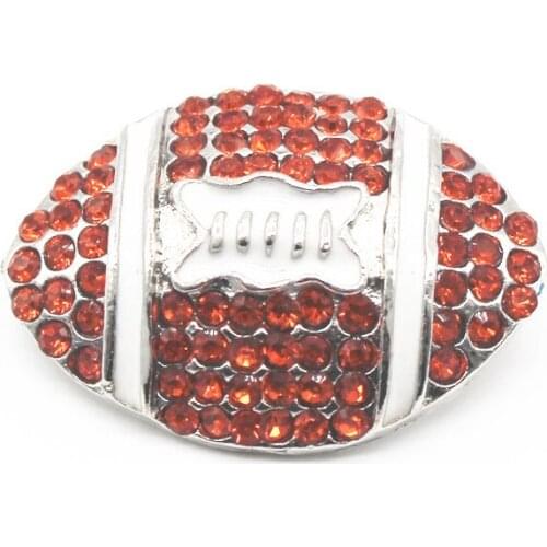 6pcs/lot Sport Snap Jewelry Orange Full Rhinestone Football Snap Buttons Fit 18mm /20mm Ginger Snap Bracelet Jewelry